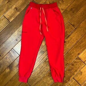 Figs High Waist Zamora Jogger Scrub Pants Nurse Doctor 3718 Pop Red Size Small